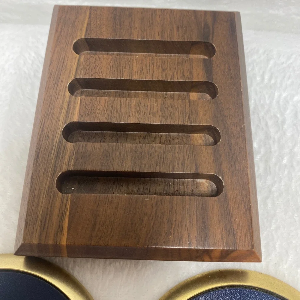 Vintage Duck Coasters Brass Wood Coaster Set of 4 Wooden Holder Man Cave‎ Bar
